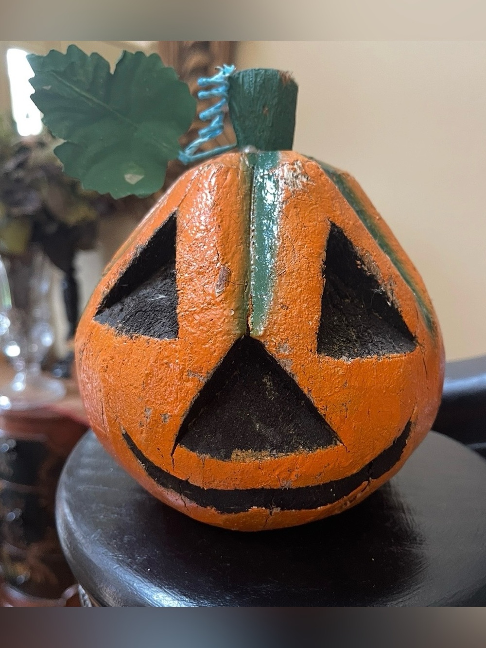 Cheerful Jack-O-Lantern Coconut Handcrafted Hand Painted Halloween Decoration
He